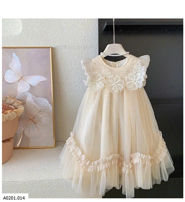 VÁY VOAN GẮN HOA 3D BLUETOWN  Giá sỉ 263k