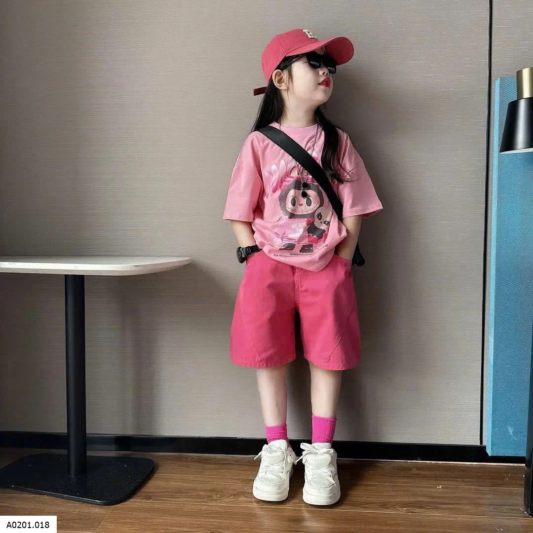 SÉT ÁO LABUBU MIX SHORT HỒNG  Giá sỉ áo 139k  quần 160k 