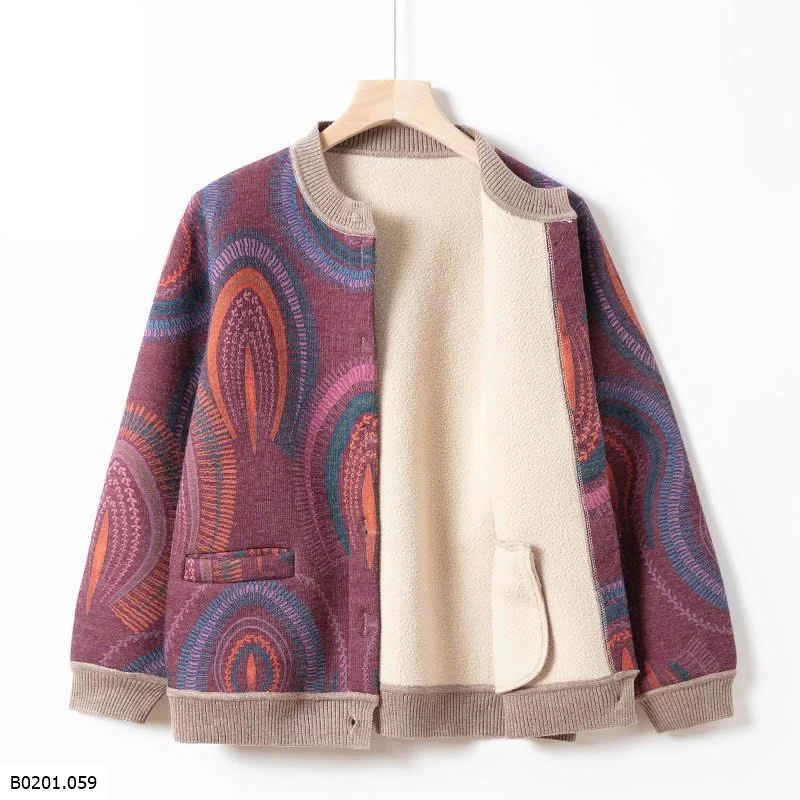 ÁO KHOÁC LÓT LÔNG HOẠ TIẾT TRUNG NIÊN   Giá sỉ 260k