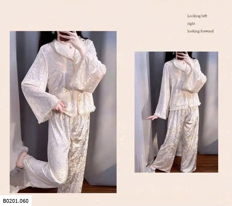 PIJAMA NHUNG KIM CƯƠNG  Giá sỉ 260k