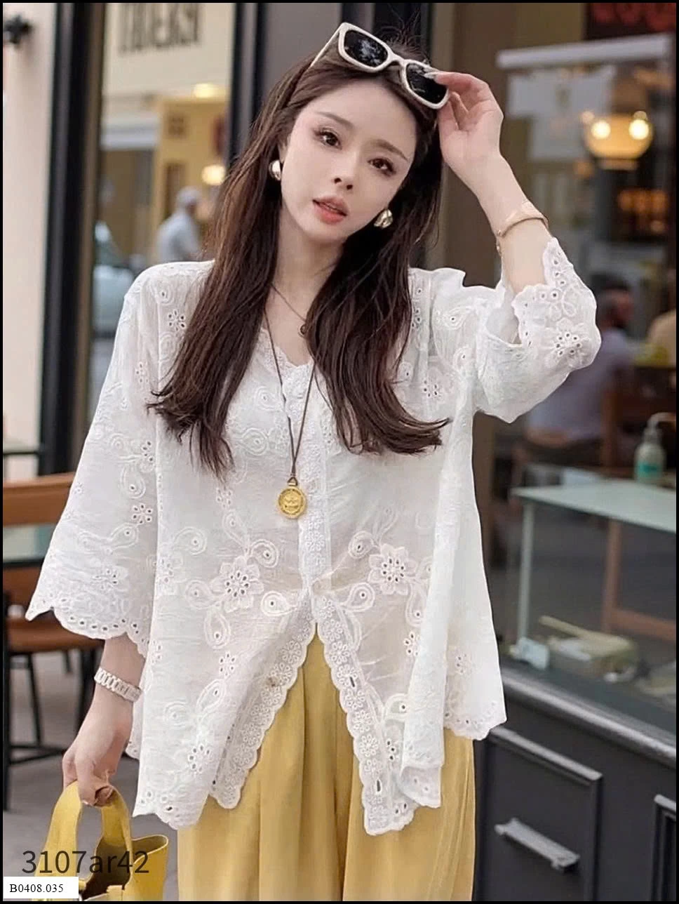 ÁO REN HOA TAY LỠ ANNA   Giá sỉ 160k