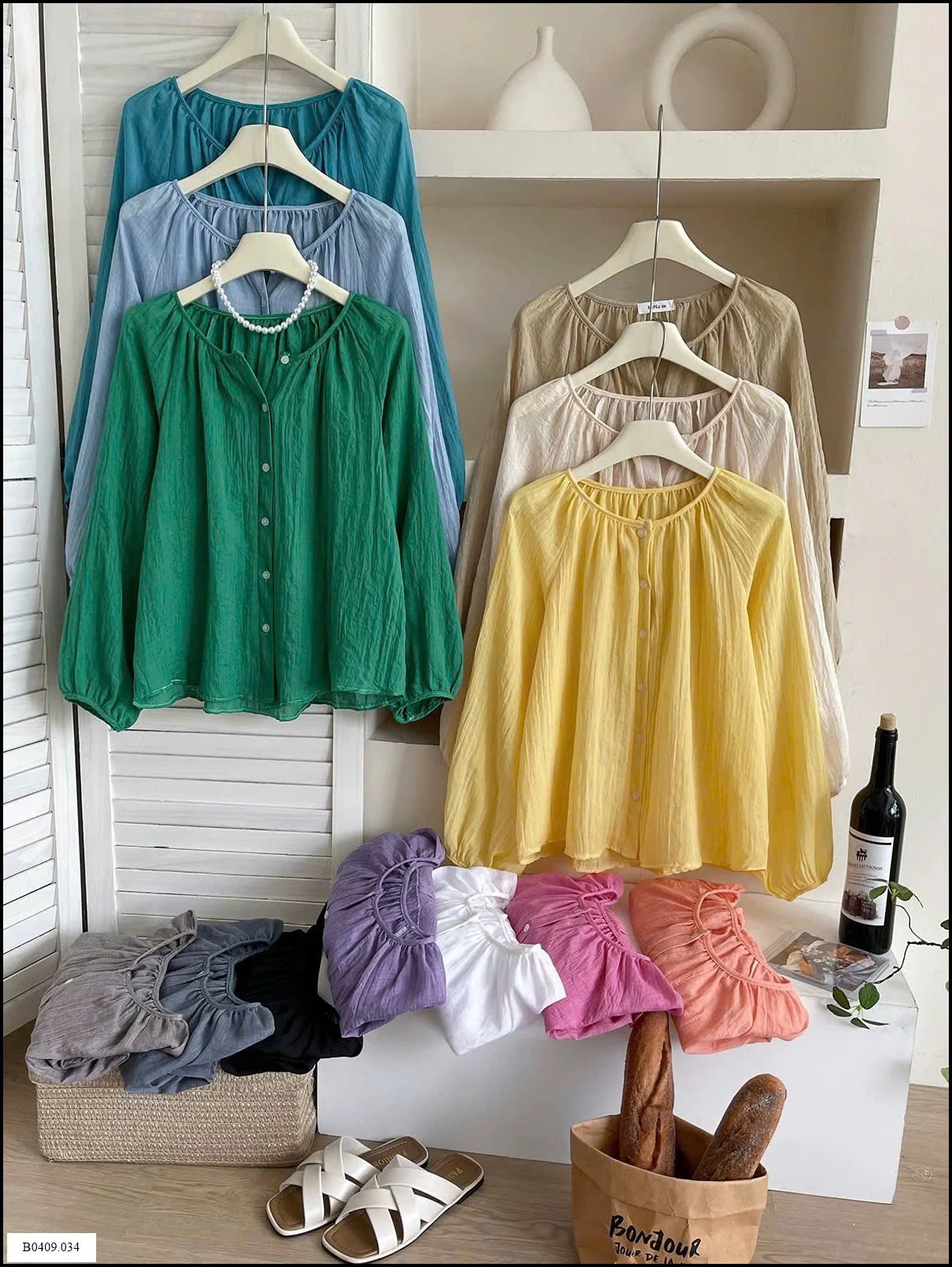 BST ÁO SƠ MI CỔ TRÒN CHO NỮ   Giá sỉ 105k