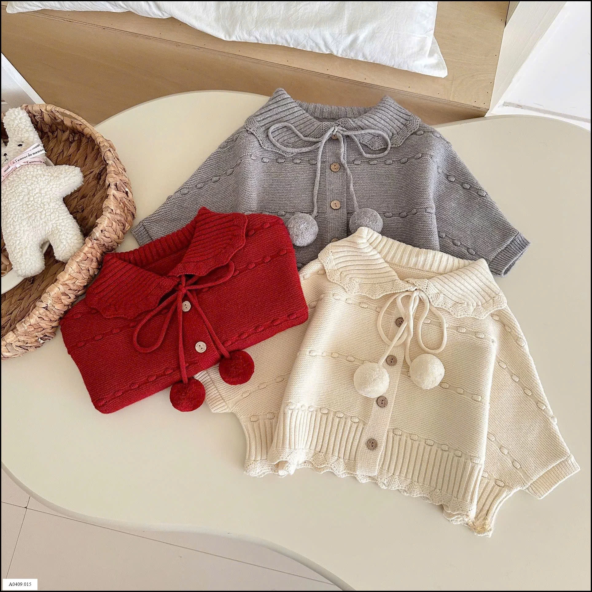 ÁO CHOÀNG LEN CARDIGAN NƠ HELLO KITTY   Giá sỉ 230k