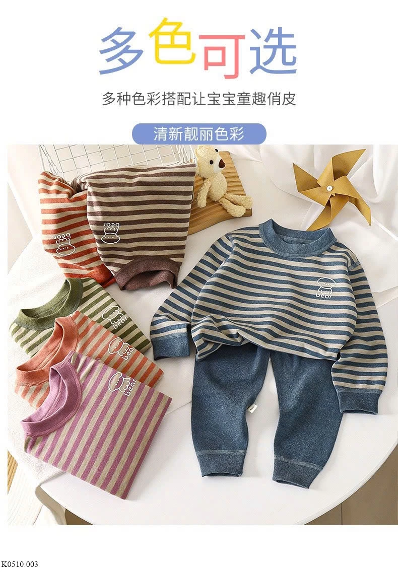 BỘ NỈ KẺ NGANG CHO BÉ   Giá sỉ như sau: size 73-100: 75k size 110-150: 94k