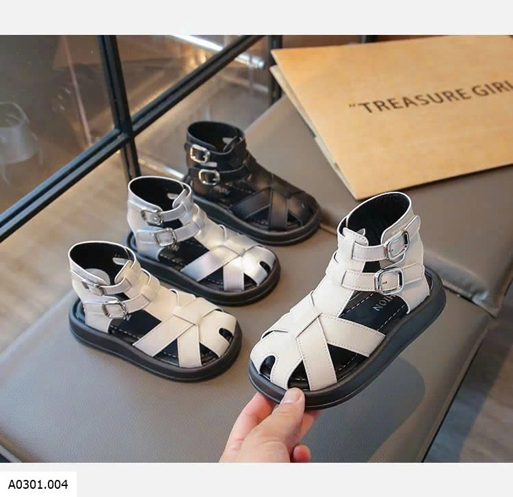 SANDAL BÉ GÁI QUAI ĐAN KHÓA KIM LOẠI CAO CỔ   Giá sỉ 145k