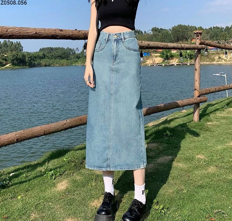 CHÂN VÁY JEANS DÀI  Si 120k