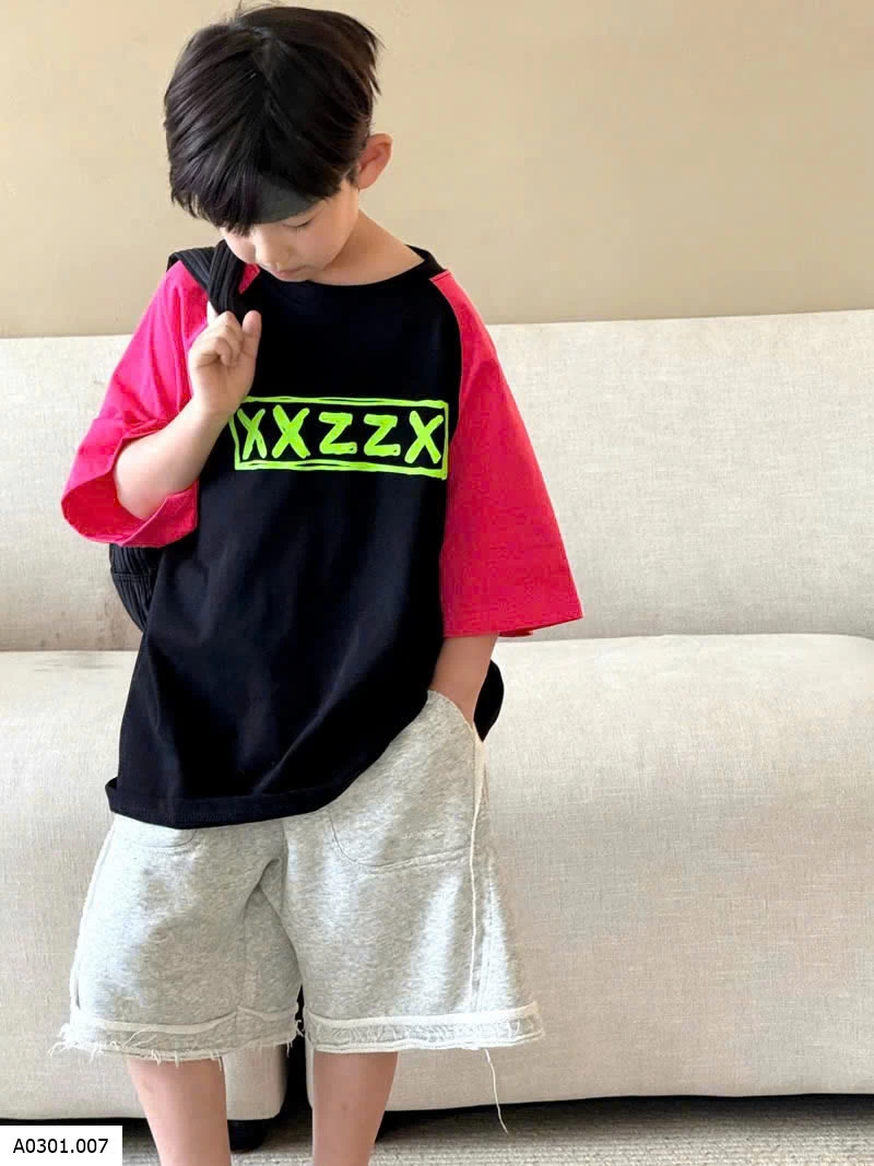 ÁO THUN BT PHỐI MÀU TAY IN CHỮ   Giá sỉ 140k